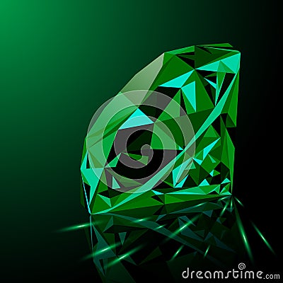 Realistic shining green emerald jewel Stock Photo