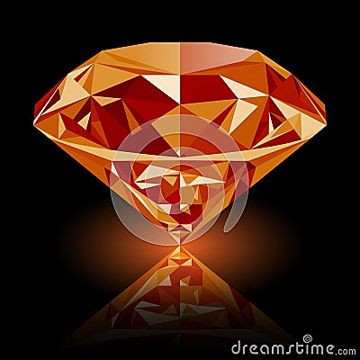 Realistic shining orange topaz jewel Stock Photo