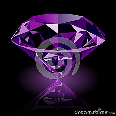 Realistic shining purple amethyst jewel Stock Photo