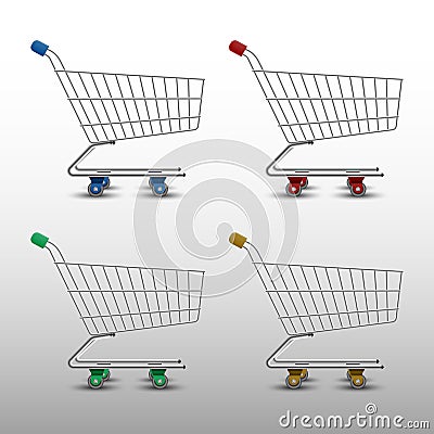 Realistic shopping cart isolated on white background Vector Illustration