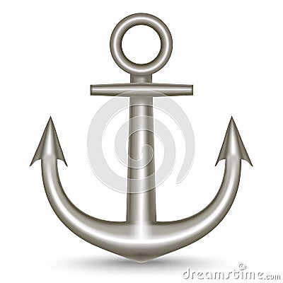 Realistic Single Metal Anchor. Vector Vector Illustration