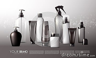 Realistic Skincare Packages Set Vector Illustration