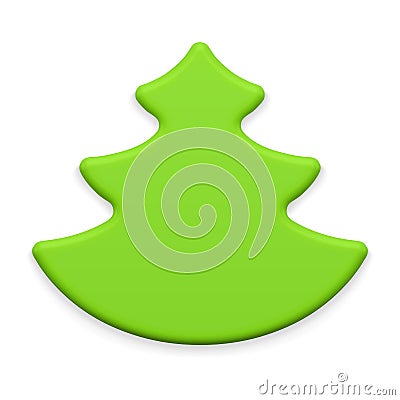 Realistic slim curved green luxury Christmas tree souvenir winter holiday decor 3d template vector Vector Illustration