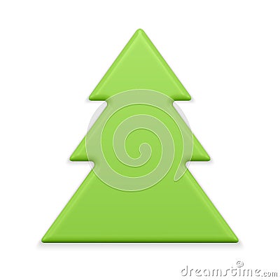 Realistic slim green Christmas tree triangle angled small statuette 3d template vector illustration Vector Illustration