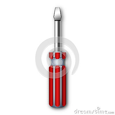 Realistic slotted screwdriver with red handle, vector illustration Vector Illustration