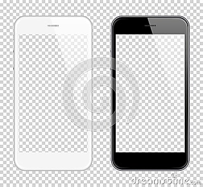 Realistic smart phone Vector Mock Up. Fully Re-size-able. Easy way to place image into screen Smartphone, for web design Vector Illustration