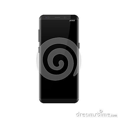 Realistic smartphone black cellphone. Easy place image into screen smartphone with shiny layer. Vector cell phone Vector Illustration