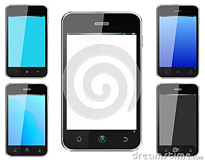 Realistic Smartphone Cellphone with alternate colo Vector Illustration