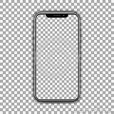 Realistic smartphone isolated on transparent background with a transparent screen - vector Vector Illustration