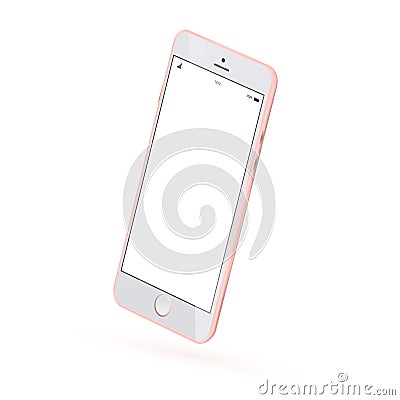 Realistic smartphone mock up. 3d Perspective view of high detailed smartphone. Vector pink modern smartphone mockup. Vector Illustration