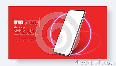 Realistic smartphone mockup. 3d isometric illustration cell phone. Smartphone perspective view. Template for Vector Illustration