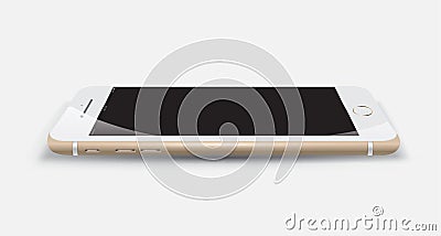 Realistic smartphone mockup gold perspective Vector Illustration