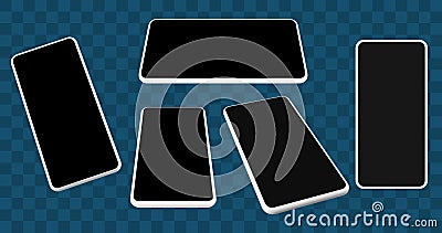 Realistic smartphones mockup at different angles for application and mobile website design presentation. Vector Vector Illustration