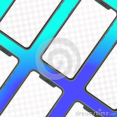 Realistic smartphones mockup grid design Vector Illustration