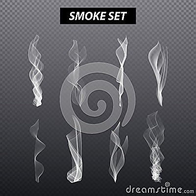 Realistic smoke design . Set vector black background Vector Illustration