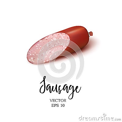 Vector realistic smoked sausage Vector Illustration