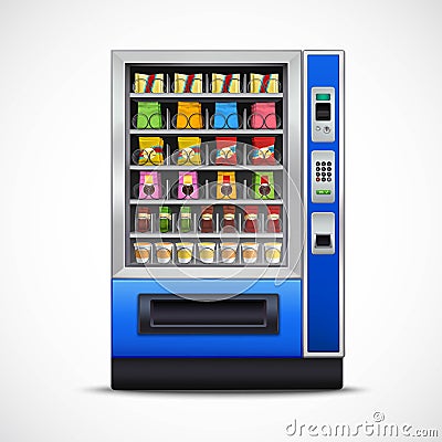 Realistic Snacks Vending Machine Vector Illustration