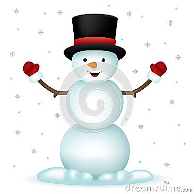 Realistic Snowman Happy Cartoon New Year Toy Vector Illustration