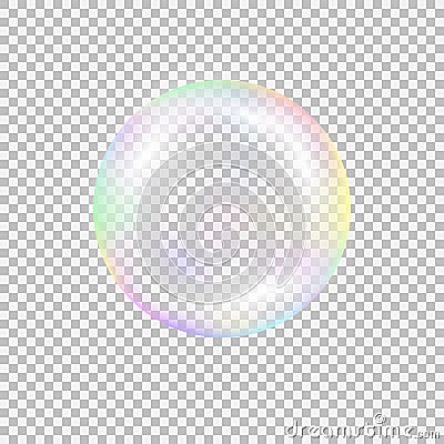 Realistic soap bubble with rainbow reflection Vector Illustration