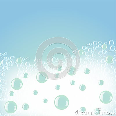 Realistic soap or shampoo foam bubbles background Vector Illustration