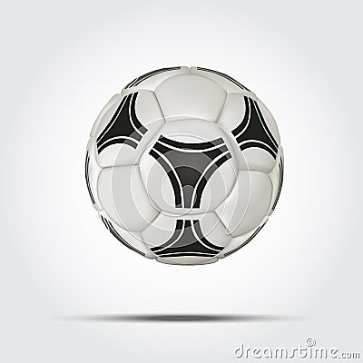 Realistic soccer ball isolated on white background. Classic old football ball. Vector Illustration