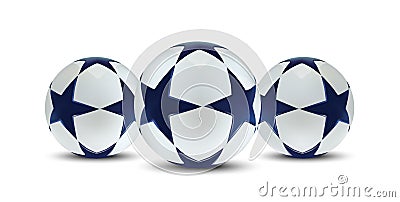 Realistic soccer ball on white background. Classic old football ball. Vector Illustration