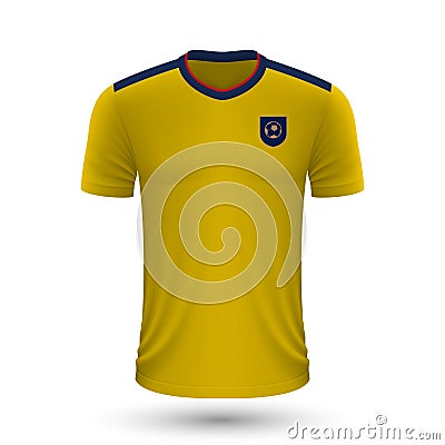 Realistic soccer shirt of Ecuador Vector Illustration