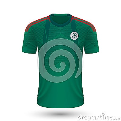 Realistic soccer shirt of Mexico Vector Illustration