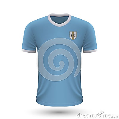 Realistic soccer shirt of Uruguay Vector Illustration