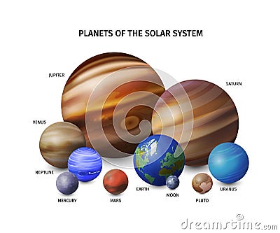 Realistic Space Planets Colored Concept Vector Illustration