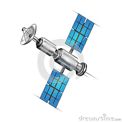 Realistic space satellite icon. Vector sign. Vector Illustration