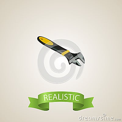 Realistic Spanner Element. Vector Illustration Of Realistic Wrench Isolated On Clean Background. Can Be Used As Wrench Vector Illustration