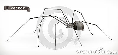 Realistic spider, halloween. 3d vector icon Vector Illustration