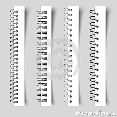 Realistic spirals notebook. 3D metal binder. Spiral fastening sheets and sketchbook bindings ring. Vector illusration Vector Illustration