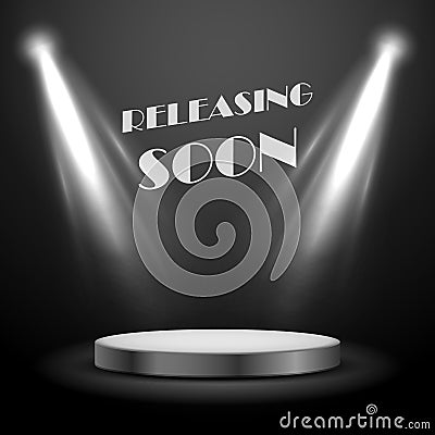 Realistic Spot Light Effect Releasing Soon Poster Vector Illustration