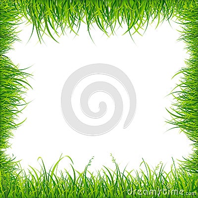 Realistic Square Green Grass Frame. Vector Vector Illustration