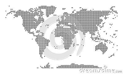 Realistic Squire Dotted World Map Vector Design Just in Simple Global Map Silhouette Pattern Map Vector Illustration