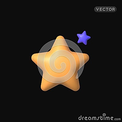 Realistic star 3d icon for game background design. Vector illustration Vector Illustration