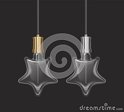 Realistic Star shaped bulb in retro style, lamp looks good on dark or light substrate, Vector EPS 10 format Vector Illustration