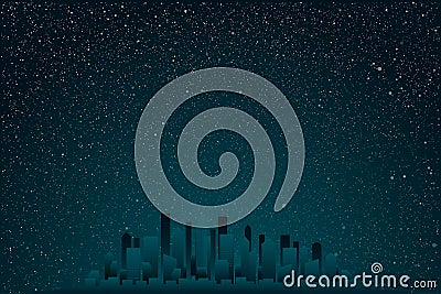 Realistic Starry Sky with Blue Glow Shining Stars. Vector Illustration