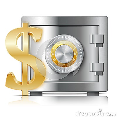 Realistic steel safe icon security concept Vector Illustration