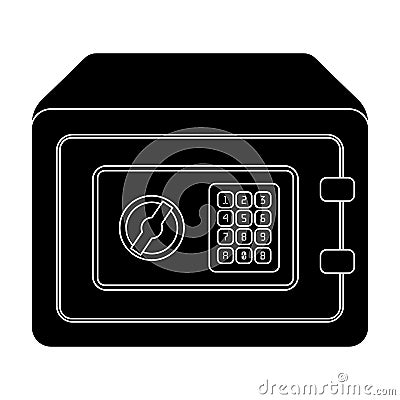 Realistic Steel safe.Safe under combination lock. Metal box is hard to open.Detective single icon in blake style vector Vector Illustration