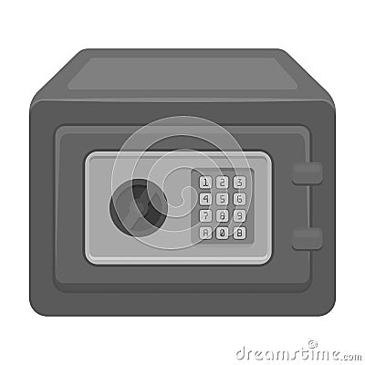 Realistic Steel safe.Safe under combination lock. Metal box is hard to open.Detective single icon in monochrome style Vector Illustration