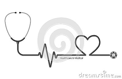 Realistic stethoscope white background, healthcare concept, vector Vector Illustration