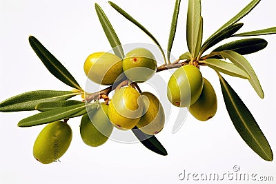 Realistic Stock Photos of olive branch on white background Generative AI Stock Photo