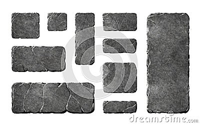 Realistic stone buttons and elements Stock Photo