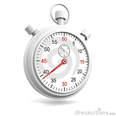 Realistic stopwatch or chronometer watch on white background Stock Photo