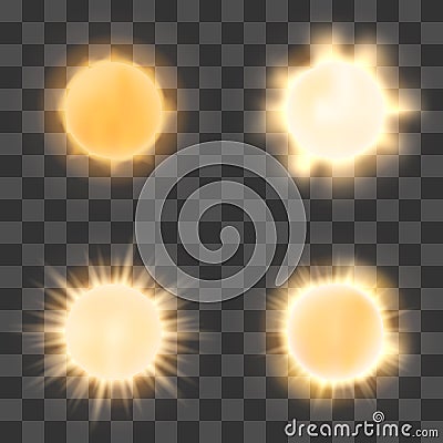 Realistic sun on transparent background Vector Illustration