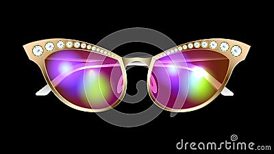 Realistic sunglasses with diamonds isolated. Vector Illustration