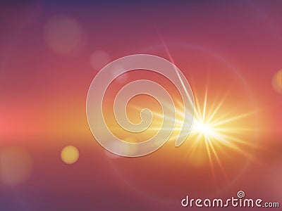 Realistic sunlight effect with blurry bokeh vector Vector Illustration